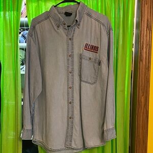 University of Illinois Light Blue Denim Button-Down Shirt EUC